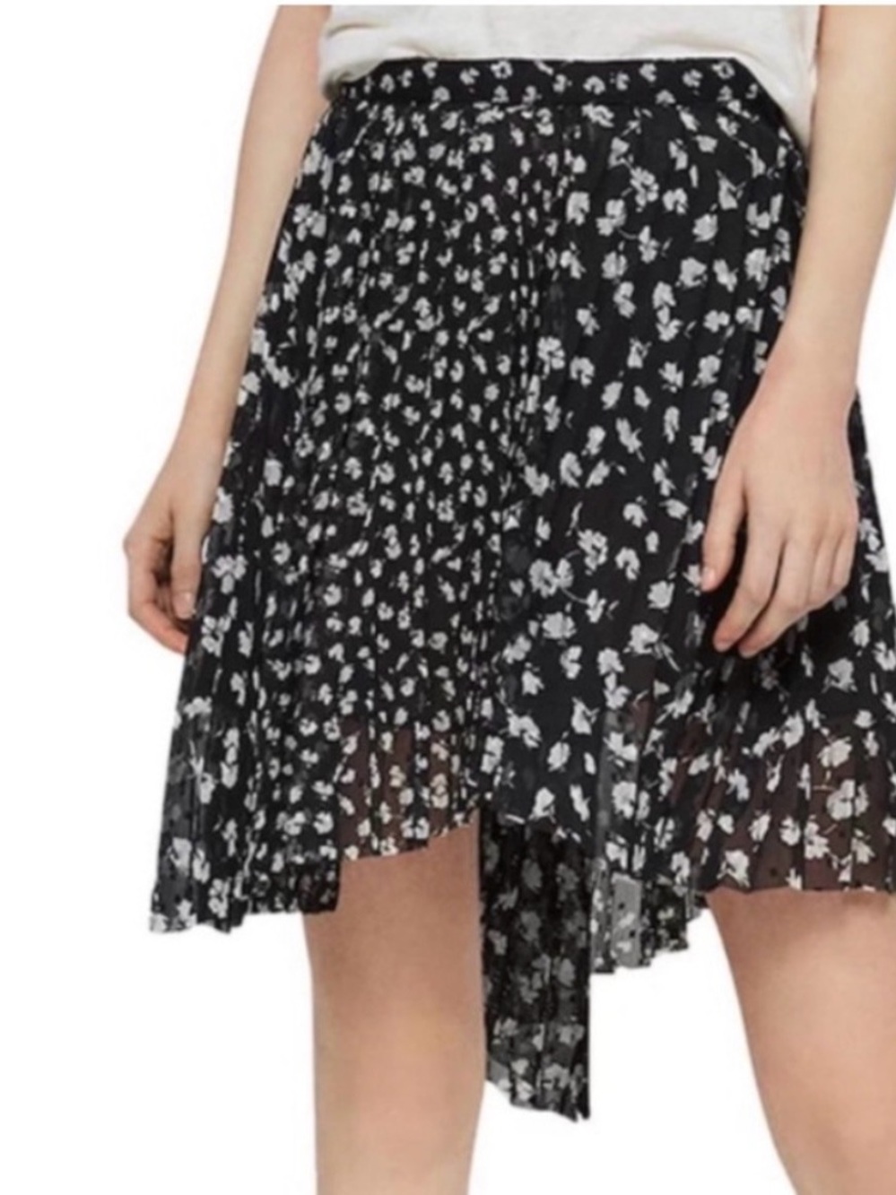 All Saints | Pleated Asymmetrical Skirt